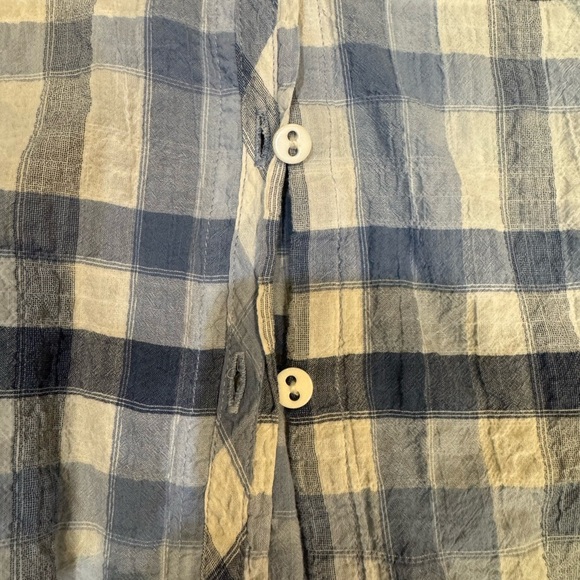 Habitat Cotton Light Blue and White Plaid Kids Button Down Shirt - Picture 4 of 5